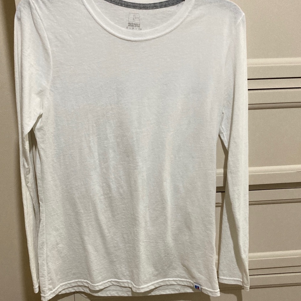 Russell Athletic White Long Sleeve Shirt Size S